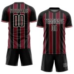 Pinstripe Uniform Crimson-Cream Line Black Sports Jersey Soccer Sublimation Custom Pinstripe Uniform Crimson-Cream Line Black Sports Jersey Soccer Sublimation Custom