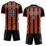 Uniform Soccer Pinstripe Jersey Orange-White Custom Line Black Sports Sublimation Uniform Soccer Pinstripe Jersey Orange-White Custom Line Black Sports Sublimation
