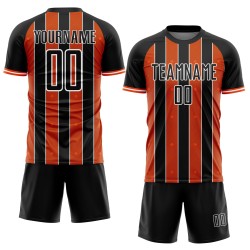 Uniform Soccer Pinstripe Jersey Orange-White Custom Line Black Sports Sublimation Uniform Soccer Pinstripe Jersey Orange-White Custom Line Black Sports Sublimation