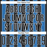 Black Uniform Custom Pinstripe Soccer Line Sports Powder Sublimation Blue-White Jersey