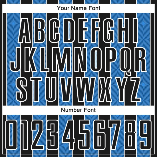 Black Uniform Custom Pinstripe Soccer Line Sports Powder Sublimation Blue-White Jersey