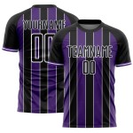 Jersey Uniform Sports Sublimation Pinstripe Line Soccer Custom Black Purple-White Jersey Uniform Sports Sublimation Pinstripe Line Soccer Custom Black Purple-White