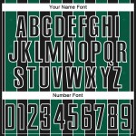 Custom Kelly Sublimation Black Jersey Green-White Line Sports Uniform Soccer Pinstripe Custom Kelly Sublimation Black Jersey Green-White Line Sports Uniform Soccer Pinstripe