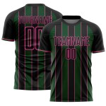 Soccer Line Black Custom Green-Pink Sports Sublimation Uniform Pinstripe Jersey Soccer Line Black Custom Green-Pink Sports Sublimation Uniform Pinstripe Jersey