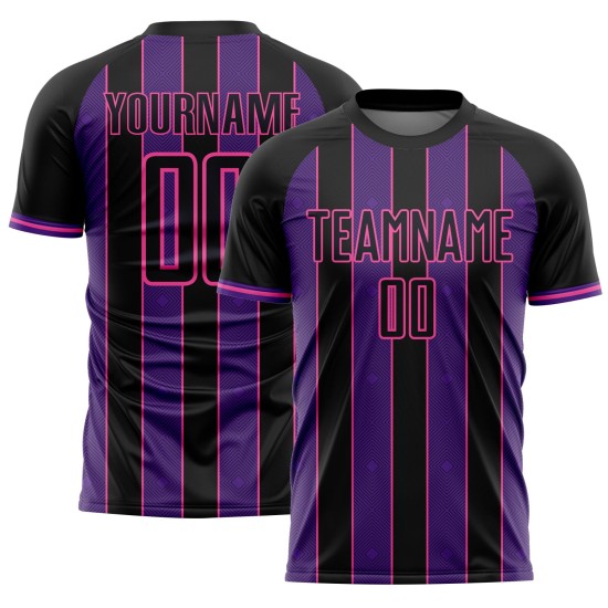 Purple-Pink Uniform Custom Sports Black Line Jersey Soccer Pinstripe Sublimation Purple-Pink Uniform Custom Sports Black Line Jersey Soccer Pinstripe Sublimation