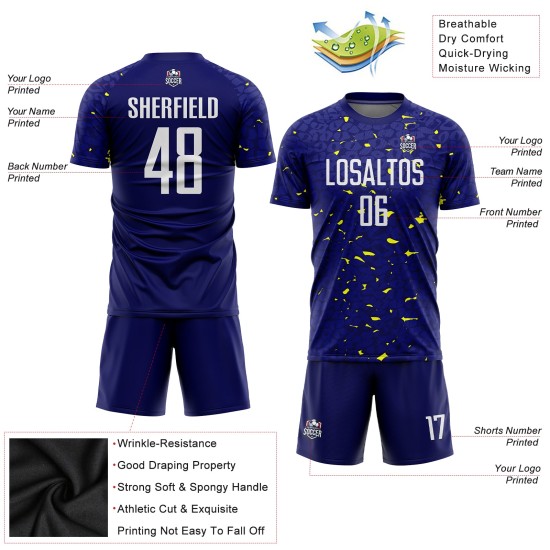 Custom Sublimation Navy Uniform Jersey Soccer White-Gold Custom Sublimation Navy Uniform Jersey Soccer White-Gold