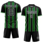 Soccer Pinstripe Line Jersey Sports Green-White Grass Custom Sublimation Black Uniform Soccer Pinstripe Line Jersey Sports Green-White Grass Custom Sublimation Black Uniform