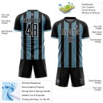 Pinstripe Line Soccer Custom Sports Uniform Sublimation Black Shadow Jersey Blue-White Pinstripe Line Soccer Custom Sports Uniform Sublimation Black Shadow Jersey Blue-White