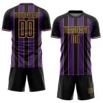 Sublimation Soccer Custom Purple-Gold Sports Line Black Uniform Jersey Pinstripe Sublimation Soccer Custom Purple-Gold Sports Line Black Uniform Jersey Pinstripe
