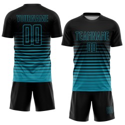 Soccer Jersey Pinstripe Sublimation Black Fashion Custom Teal Fade Uniform Soccer Jersey Pinstripe Sublimation Black Fashion Custom Teal Fade Uniform