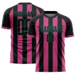 Sublimation Uniform Sports Soccer Green Line Jersey Pinstripe Custom Pink-Kelly Black Sublimation Uniform Sports Soccer Green Line Jersey Pinstripe Custom Pink-Kelly Black