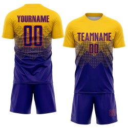 Purple-Orange Custom Sublimation Dark Gold Soccer Uniform Jersey Purple-Orange Custom Sublimation Dark Gold Soccer Uniform Jersey