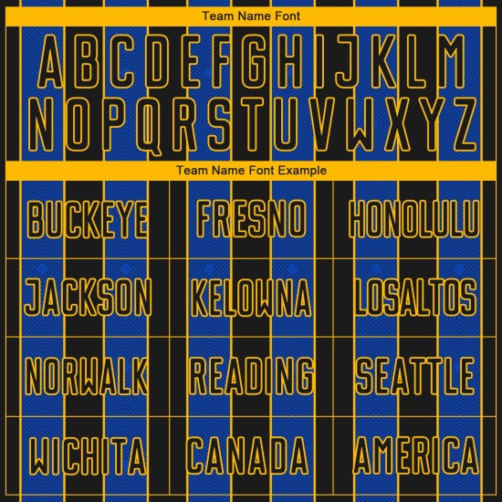 Jersey Black Line Sublimation Sports Uniform Custom Soccer Thunder Blue-Gold Pinstripe