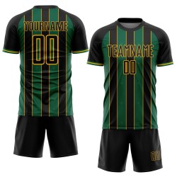 Sports Uniform Black Kelly Soccer Custom Jersey Pinstripe Line Green-Gold Sublimation Sports Uniform Black Kelly Soccer Custom Jersey Pinstripe Line Green-Gold Sublimation