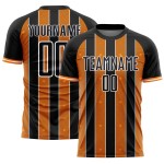 Pinstripe Bay Custom Orange-White Uniform Line Sublimation Soccer Sports Jersey Black Pinstripe Bay Custom Orange-White Uniform Line Sublimation Soccer Sports Jersey Black