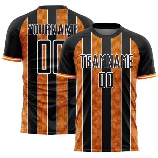 Pinstripe Bay Custom Orange-White Uniform Line Sublimation Soccer Sports Jersey Black Pinstripe Bay Custom Orange-White Uniform Line Sublimation Soccer Sports Jersey Black