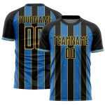 Powder Soccer Sports Line Sublimation Blue-Yellow Custom Pinstripe Uniform Black Jersey Powder Soccer Sports Line Sublimation Blue-Yellow Custom Pinstripe Uniform Black Jersey