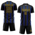 Pinstripe Royal-Yellow Jersey Sports Custom Soccer Line Uniform Sublimation Black Pinstripe Royal-Yellow Jersey Sports Custom Soccer Line Uniform Sublimation Black