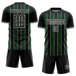 Uniform Green-White Line Black Jersey Soccer Sports Custom Sublimation Pinstripe Uniform Green-White Line Black Jersey Soccer Sports Custom Sublimation Pinstripe
