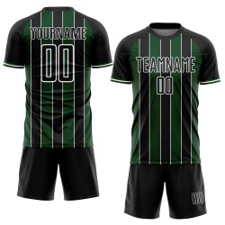 Uniform Green-White Line Black Jersey Soccer Sports Custom Sublimation Pinstripe Uniform Green-White Line Black Jersey Soccer Sports Custom Sublimation Pinstripe