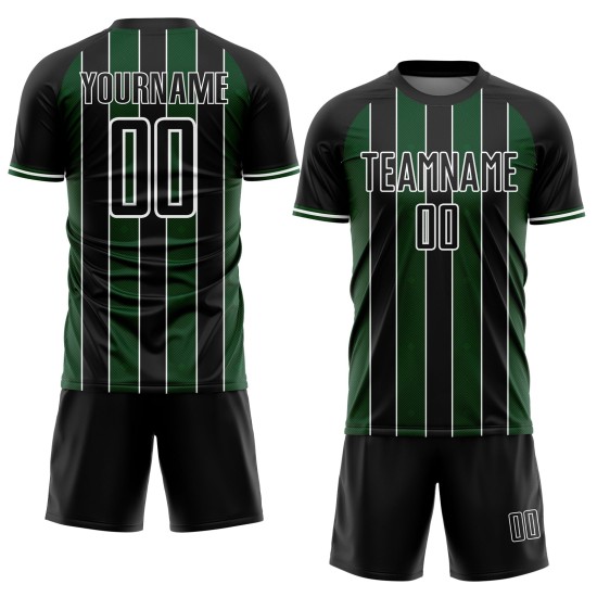 Uniform Green-White Line Black Jersey Soccer Sports Custom Sublimation Pinstripe Uniform Green-White Line Black Jersey Soccer Sports Custom Sublimation Pinstripe