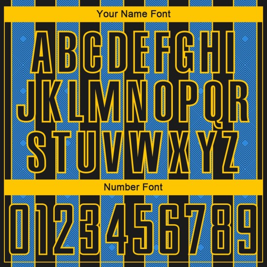 Powder Soccer Sports Line Sublimation Blue-Yellow Custom Pinstripe Uniform Black Jersey Powder Soccer Sports Line Sublimation Blue-Yellow Custom Pinstripe Uniform Black Jersey