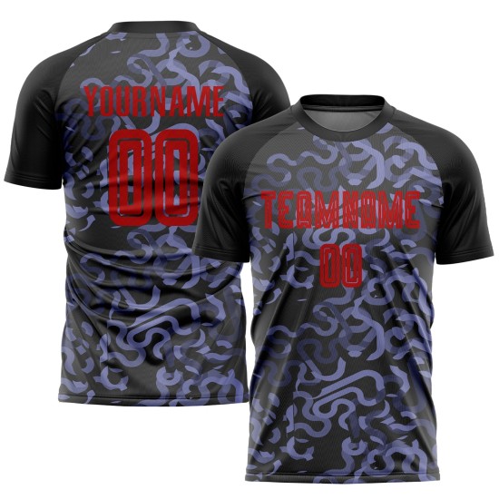 Black Soccer Red-Purple Uniform Custom Jersey Third Sublimation Black Soccer Red-Purple Uniform Custom Jersey Third Sublimation