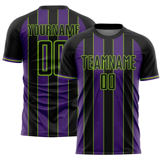 Pinstripe Custom Uniform Green Soccer Sublimation Jersey Black Line Purple-Neon Sports Pinstripe Custom Uniform Green Soccer Sublimation Jersey Black Line Purple-Neon Sports