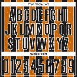 Pinstripe Bay Custom Orange-White Uniform Line Sublimation Soccer Sports Jersey Black Pinstripe Bay Custom Orange-White Uniform Line Sublimation Soccer Sports Jersey Black