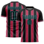 Pinstripe Line Jersey Pink-Aqua Custom Soccer Neon Black Sports Sublimation Uniform Pinstripe Line Jersey Pink-Aqua Custom Soccer Neon Black Sports Sublimation Uniform