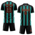 Black Soccer Aqua-Orange Sublimation Uniform Custom Line Sports Jersey Pinstripe Black Soccer Aqua-Orange Sublimation Uniform Custom Line Sports Jersey Pinstripe