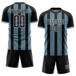 Pinstripe Line Soccer Custom Sports Uniform Sublimation Black Shadow Jersey Blue-White Pinstripe Line Soccer Custom Sports Uniform Sublimation Black Shadow Jersey Blue-White