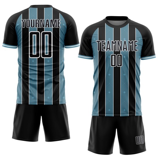 Pinstripe Line Soccer Custom Sports Uniform Sublimation Black Shadow Jersey Blue-White Pinstripe Line Soccer Custom Sports Uniform Sublimation Black Shadow Jersey Blue-White