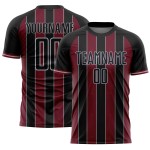 Custom Pinstripe Soccer Uniform Jersey Black Crimson-Gray Line Sports Sublimation Custom Pinstripe Soccer Uniform Jersey Black Crimson-Gray Line Sports Sublimation