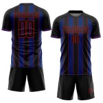 Black Soccer Line Uniform Custom Sublimation Jersey Pinstripe Sports Royal-Red Black Soccer Line Uniform Custom Sublimation Jersey Pinstripe Sports Royal-Red