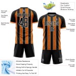 Pinstripe Bay Custom Orange-White Uniform Line Sublimation Soccer Sports Jersey Black Pinstripe Bay Custom Orange-White Uniform Line Sublimation Soccer Sports Jersey Black
