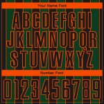 Pinstripe Sports Green-Orange Custom Sublimation Soccer Uniform Line Jersey Black Pinstripe Sports Green-Orange Custom Sublimation Soccer Uniform Line Jersey Black