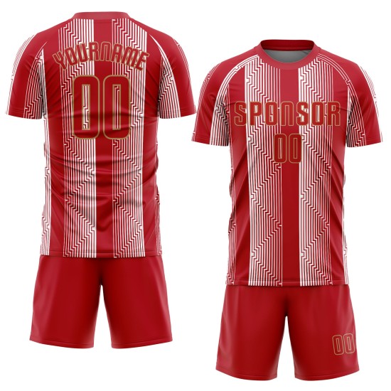 Gold Uniform Custom Sublimation Soccer Jersey Red-Old Red Gold Uniform Custom Sublimation Soccer Jersey Red-Old Red