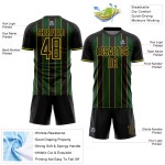 Jersey Sports Line Pinstripe Soccer Black Custom Sublimation Uniform Green-Gold Jersey Sports Line Pinstripe Soccer Black Custom Sublimation Uniform Green-Gold