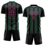 Soccer Pinstripe Kelly Uniform Sublimation Line Green-Pink Black Jersey Custom Sports Soccer Pinstripe Kelly Uniform Sublimation Line Green-Pink Black Jersey Custom Sports
