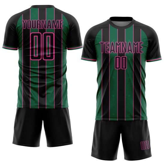 Soccer Pinstripe Kelly Uniform Sublimation Line Green-Pink Black Jersey Custom Sports Soccer Pinstripe Kelly Uniform Sublimation Line Green-Pink Black Jersey Custom Sports