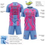 Irregular Soccer Custom Light Shapes Sublimation Blue Uniform Jersey Pink-White Irregular Soccer Custom Light Shapes Sublimation Blue Uniform Jersey Pink-White