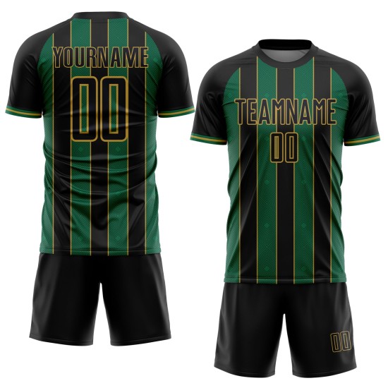 Uniform Gold Kelly Green-Old Jersey Black Custom Sublimation Line Sports Soccer Pinstripe Uniform Gold Kelly Green-Old Jersey Black Custom Sublimation Line Sports Soccer Pinstripe