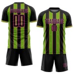 Soccer Sublimation Green-Pink Neon Pinstripe Custom Jersey Uniform Line Black Sports Soccer Sublimation Green-Pink Neon Pinstripe Custom Jersey Uniform Line Black Sports