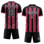 Jersey Neon Sublimation Custom Sports Pinstripe Line Soccer Uniform Black Pink-White Jersey Neon Sublimation Custom Sports Pinstripe Line Soccer Uniform Black Pink-White