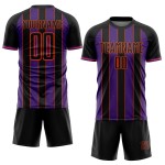 Sublimation Line Sports Black Pinstripe Uniform Soccer Custom Jersey Purple-Orange Sublimation Line Sports Black Pinstripe Uniform Soccer Custom Jersey Purple-Orange