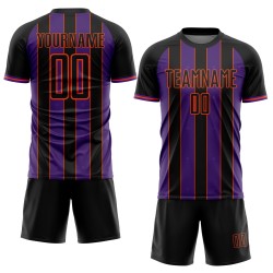 Sublimation Line Sports Black Pinstripe Uniform Soccer Custom Jersey Purple-Orange Sublimation Line Sports Black Pinstripe Uniform Soccer Custom Jersey Purple-Orange