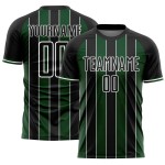 Uniform Green-White Line Black Jersey Soccer Sports Custom Sublimation Pinstripe Uniform Green-White Line Black Jersey Soccer Sports Custom Sublimation Pinstripe