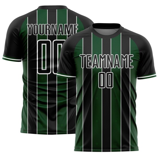 Uniform Green-White Line Black Jersey Soccer Sports Custom Sublimation Pinstripe Uniform Green-White Line Black Jersey Soccer Sports Custom Sublimation Pinstripe