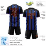 Blue-Orange Sublimation Uniform Thunder Jersey Pinstripe Sports Black Soccer Line Custom